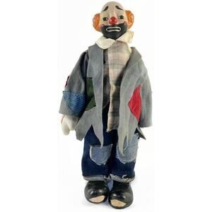 House of Lloyd Hobo Clown Collectible Figurine With Stand Gray Coat 14.7"